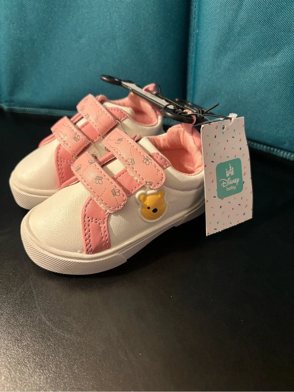 Disney Pink and White Winnie the Pooh Hook-and-Loop Kids Sneakers
